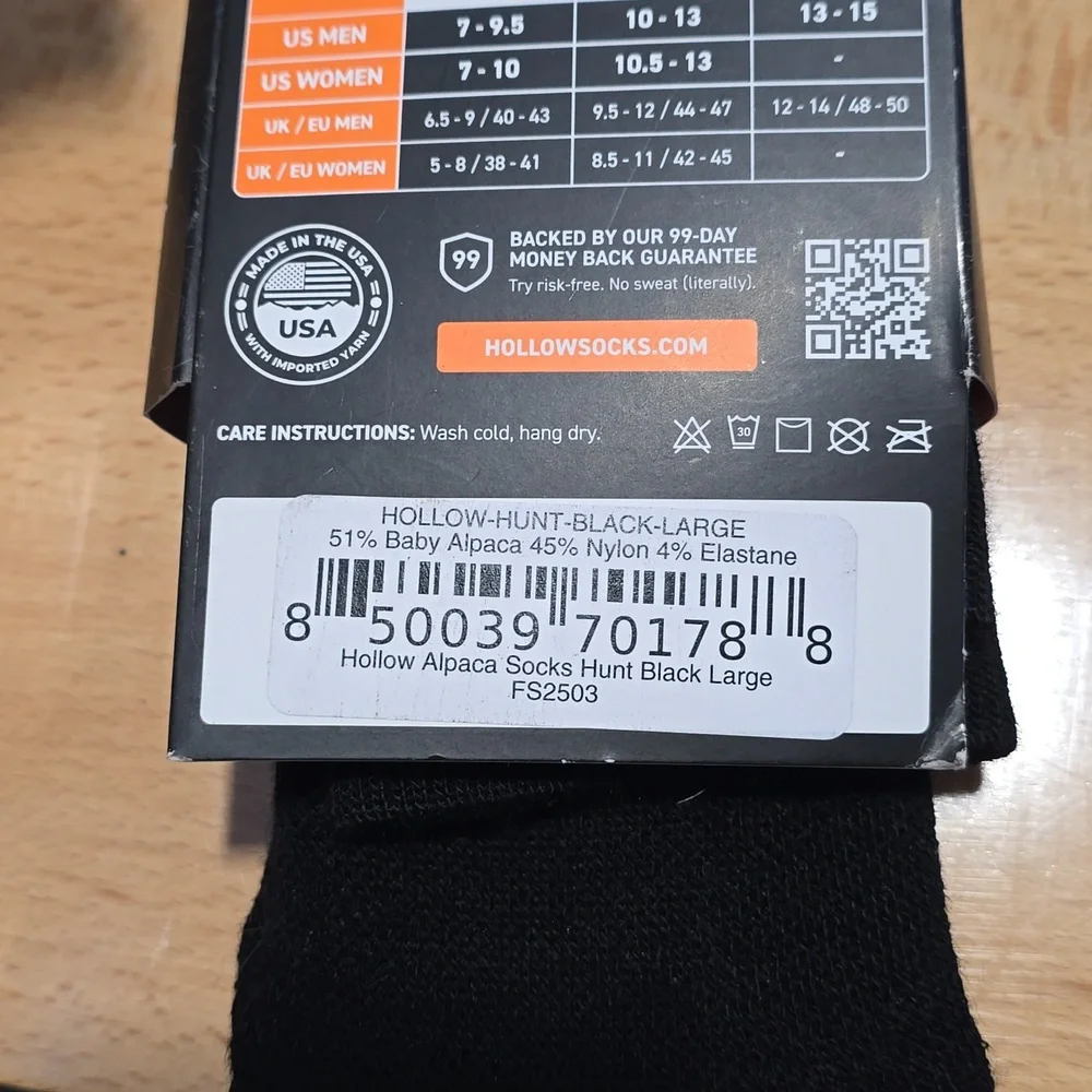 HOLLOW HUNT SOCKS, BLACK - MULTIPLE AVAILABLE